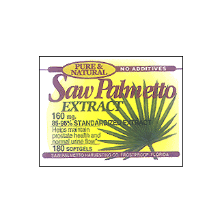 Saw Palmetto 160mg softgels (85-95% standardized extract) bottle of 180